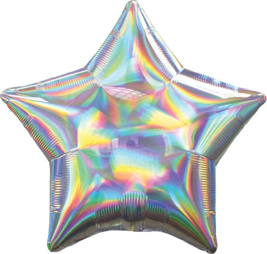 Iridescent Silver Holographic 19 Inch Star Shaped Foil Mylar Balloon [39270]