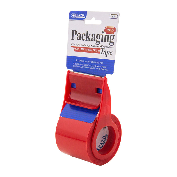 BAZIC 1.88" X 800" Red Packaging Tape w/ Dispenser [935]