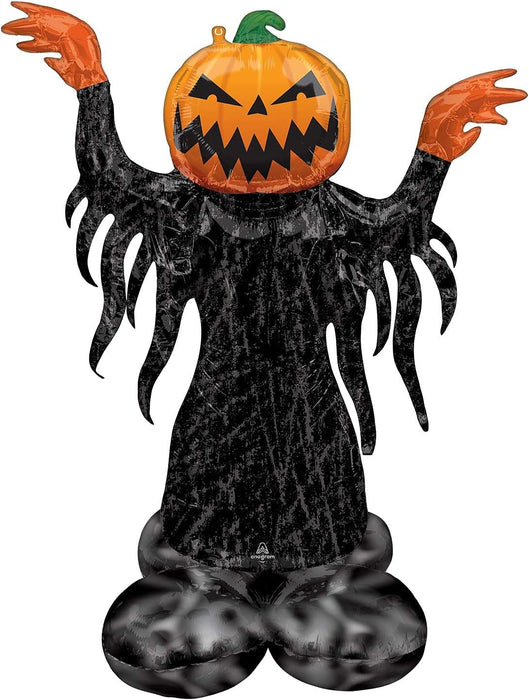 AIRLOONZ Halloween Pumpkin Head Ghost Air-Filled 45 Inch Foil Mylar Balloon [43051]