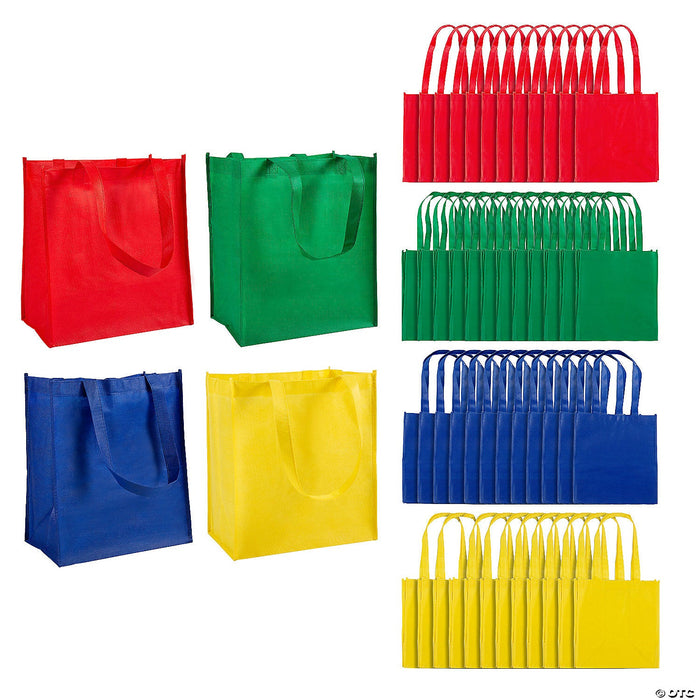 11 3/4” x 14 1/4” Bulk Large Primary Color Nonwoven Shopping Tote Bags IN-13774864
