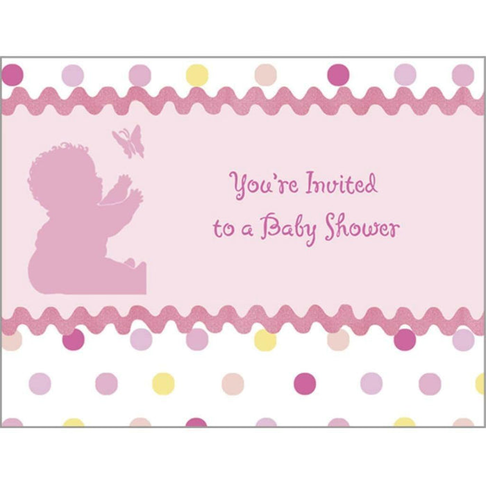 Tickled Pink Baby Shower Invitations 8 Pack [1INV3584]