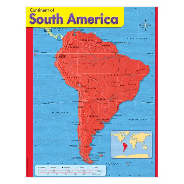 Continent of South America Learning Chart 17x22 [T38144]
