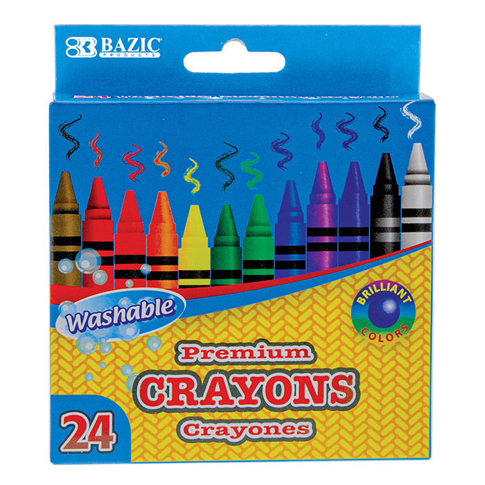 BAZIC 24 Color Washable Premium Crayons [2530]