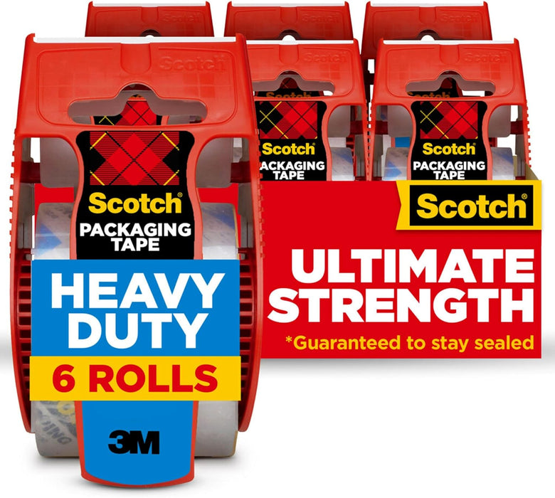 Scotch Tough Grip Packing Tape, Clear, Moving Tape That Secures Boxes up to 80 Pounds, Holiday Shipping Tape for Large Boxes, 1.88 in. x 22.2 yd [MMM150]