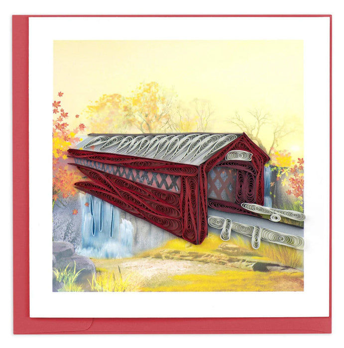 Quilled Autumn Covered Bridge Greeting Card [BL1184]