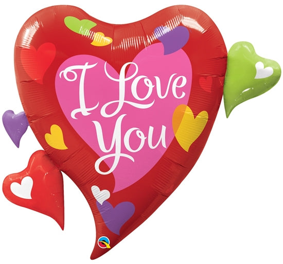 I Love You Multiple Hearts 44 inch Foil Mylar Balloon [29058]