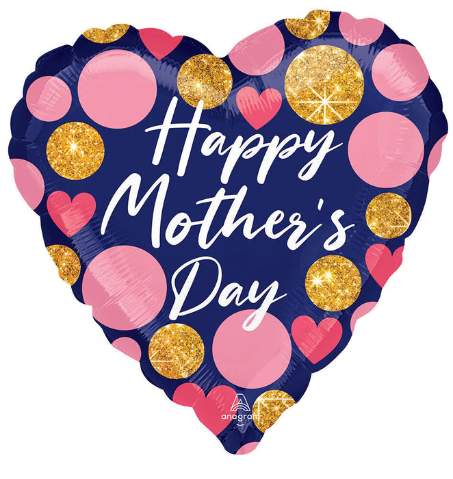 Happy Mother's Day Jumbo Heart Shaped 28 Inch Foil Mylar Balloon [42732]