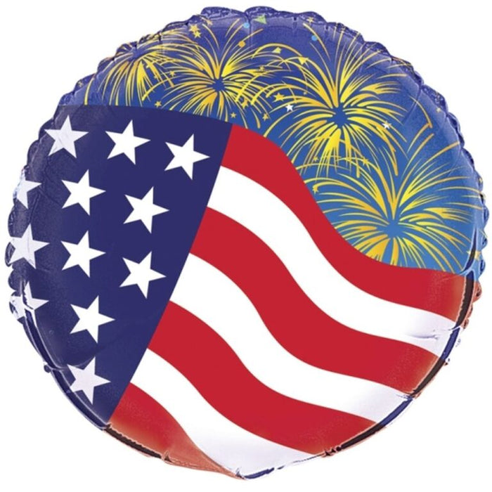 USA Flag Fireworks 18 Inch Foil Mylar Balloon [21770]