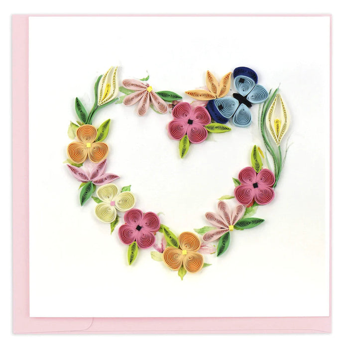 Quilled Floral Heart Wreath Greeting Card [LV246]