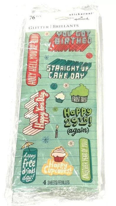 Stickeroni Birthday Glitter Stickers 2 Sheets 76 Pieces [200SS1093]