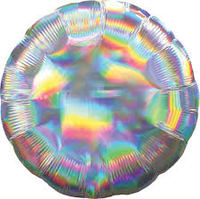 Iridescent Silver Holographic 18 Inch Round Foil Mylar Balloon [39258]