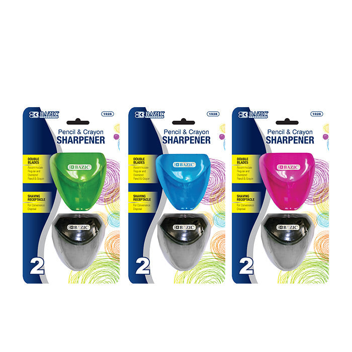 BAZIC Dual Blades Sharpener w/ Triangle Receptacle (2/Pack) [1928]