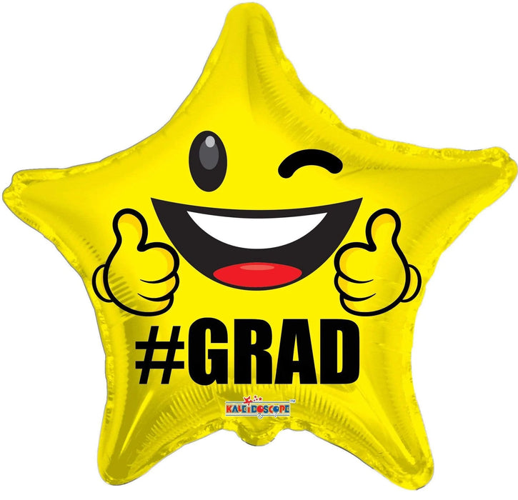 Emoji  Wink #Grad 18 Inch Star Shaped Foil Mylar Balloon [85316]
