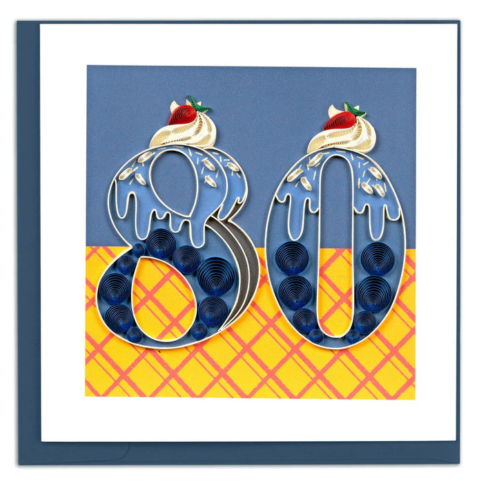 Quilled Birthday Milestone Greeting Card - 80 [BD194]