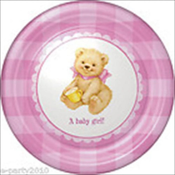 Sweet Bear Pink Baby Shower Plates 8 Count [1DPL3571]