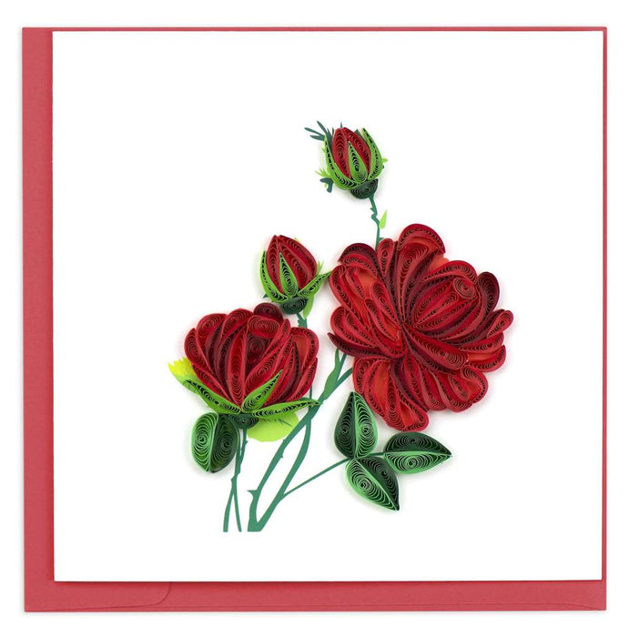 Quilled Red Roses Greeting Card [BL930]