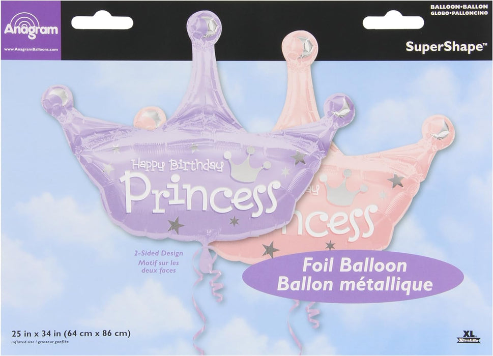 25"X34" HAPPY BDAY PRINCESS CROWN BALLOON-2 SIDED [117102]
