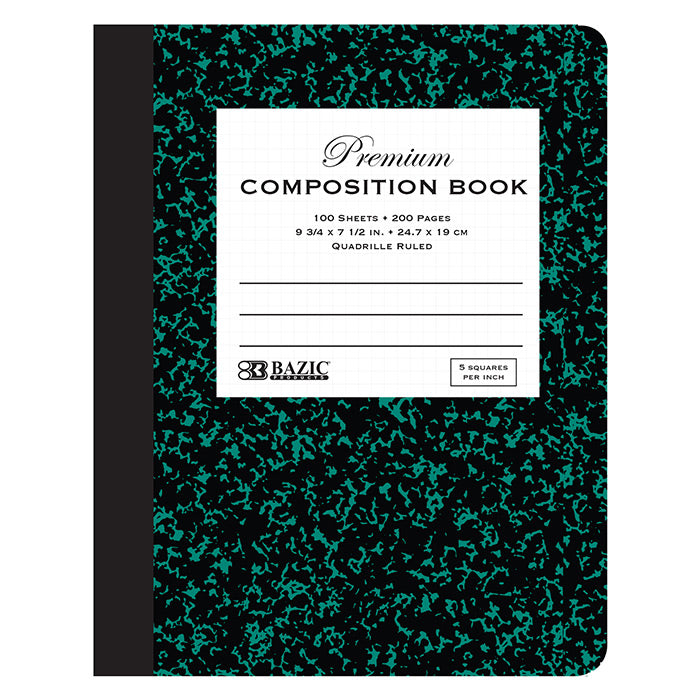 BAZIC 5-1 Quad-Ruled 100 Ct. Premium Marble Composition Book [5052]