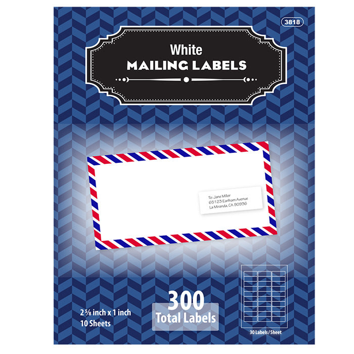 1 X 2 5/8 White Address Labels (300/Pack) [3818]