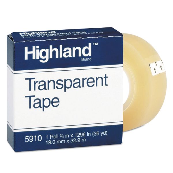 Highland Transparent Tape, 1" Core, 0.5" x 36 yds, Clear [MMM591034]