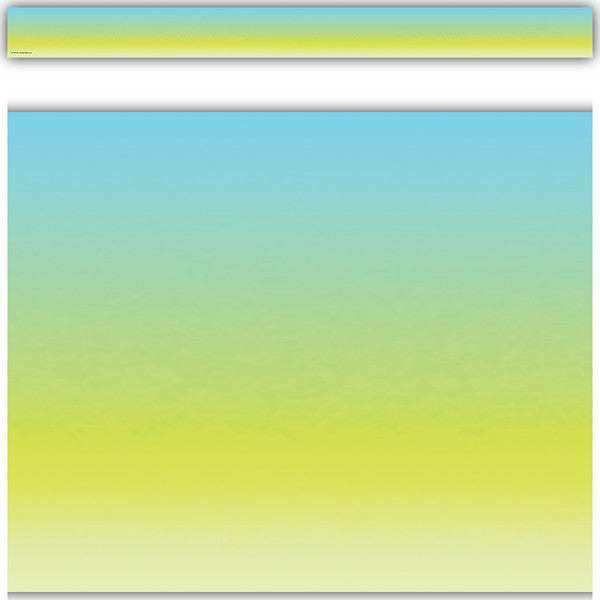 Aqua and Lime Color Wash Straight Border Trim [TCR3931]