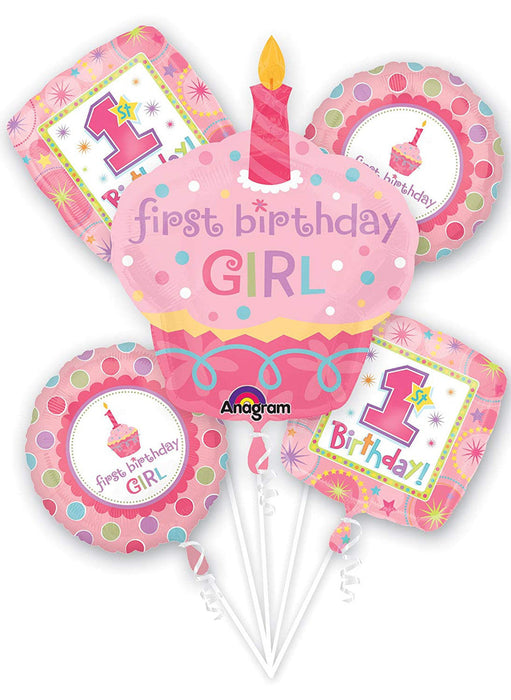 Sweet Little Cupcake Birthday Girl Balloon Bouquet 5 Pieces [22355]