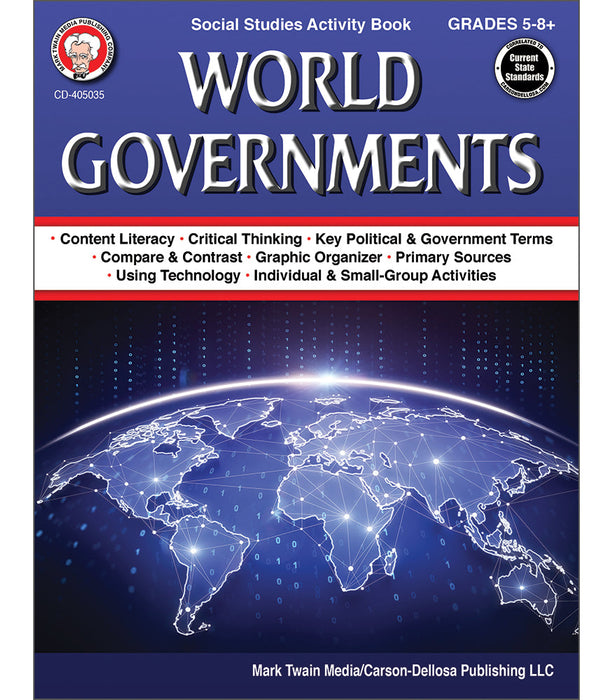 World Governments Workbook Grades 5-12 Paperback [cd405035]