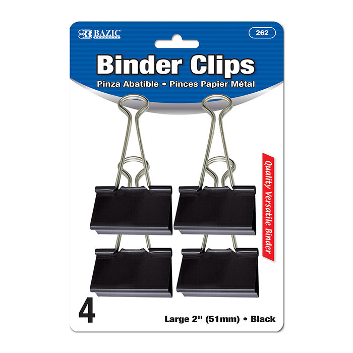 BAZIC Large 2 (51mm) Black Binder Clip (4/Pack) [262]
