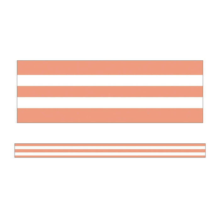 Simply Stylish Coral & White Stripes Straight Borders [CD108442]