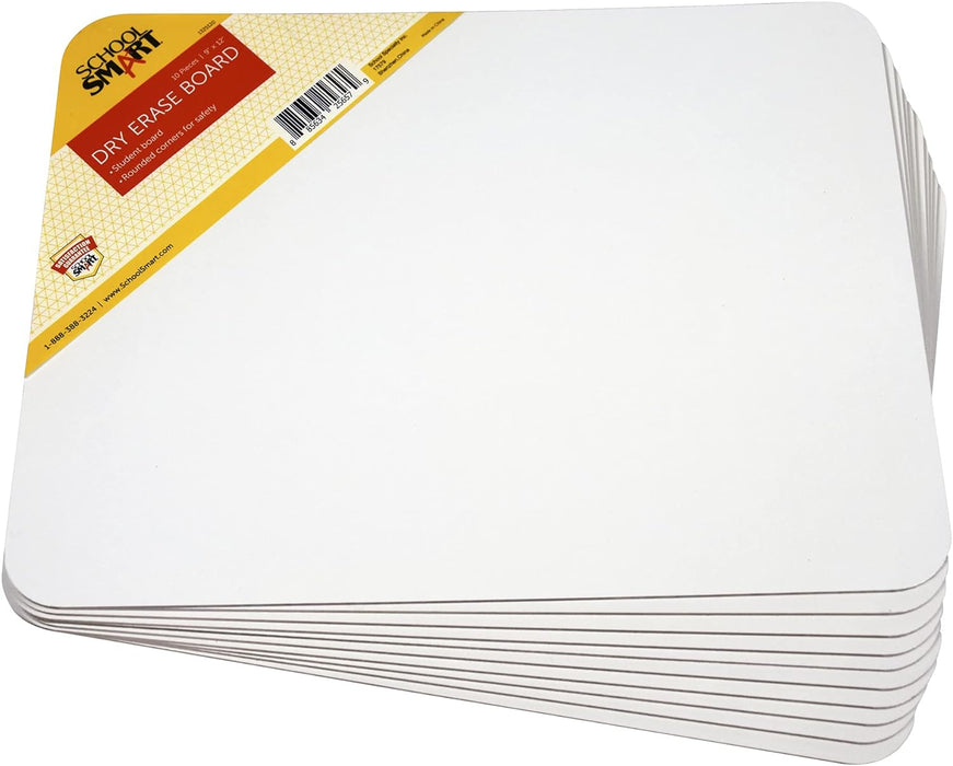 School Smart Dry Erase Boards, Unruled, 9 x 12 Inches, White, Pack of 10 [1325120]