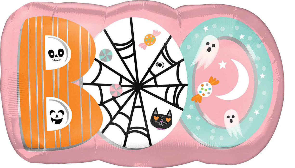 Pink and Blue BOO! 32 Inch Mylar Foil Balloon [40065]