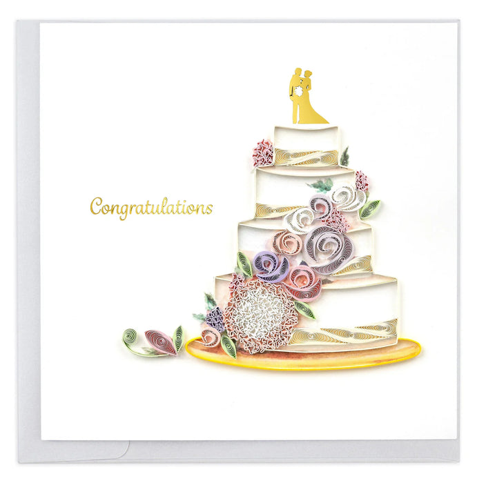 Quilled Floral Wedding Cake Greeting Card [LV279]
