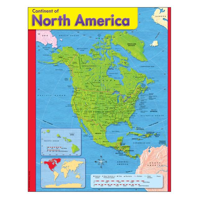 Continent of North America Learning Chart 17x22 [T38143]