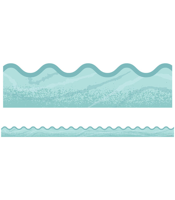 Blue Woodgrain Scalloped Border Trim [CD108305]