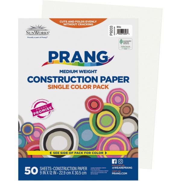 Prang Construction Paper, 9" x 12", White, Pack Of 50 [PAC9203]