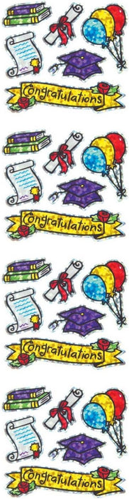 Prismatic Stickers, Mini Graduation Assortment, 1 Sheet 24 Pieces [S7270]