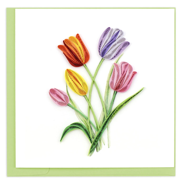 Quilled Colorful Tulips Greeting Card [BL1308]