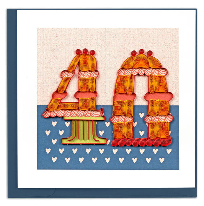 Quilled Birthday Milestone Greeting Card - 40 [BD190]