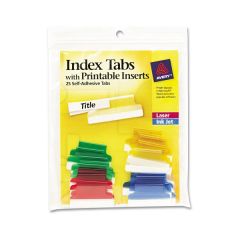 Avery Insertable Index Tabs with Printable Inserts, 1/5-Cut, Assorted Colors, 1" Wide, 25/Pack (16219)