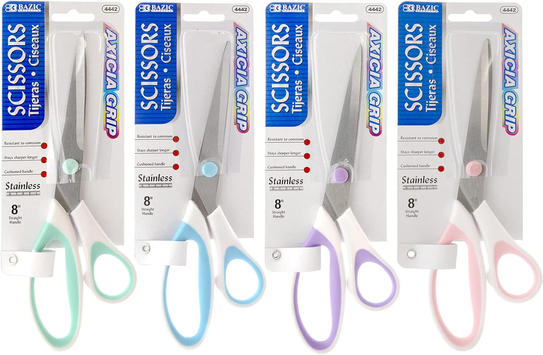 BAZIC 8" Pastel Axicia Grip Multipurpose Stainless Steel Scissors [4442]