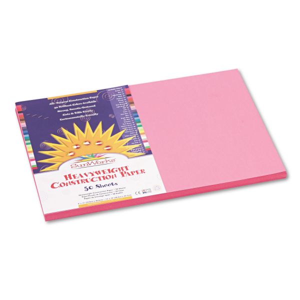 Sunworks Construction Paper, 58 Lbs, 12 X 18, PINK 50 Sheets [PAC7007]