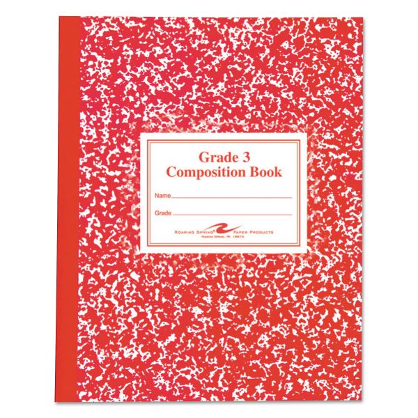 Roaring Spring  3rd Grade Ruled Composition Book, Manuscript Format, Red Cover, 9.75 x 7.75, 50 Sheets [ROA77922]
