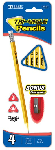 BAZIC 4 #2 Triangle Yellow Pencil w/ Sharpener [740]
