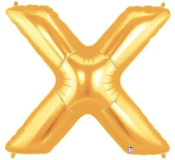 Megaloon Letter X Gold 34 Inch  Foil Mylar Balloon [15925G]
