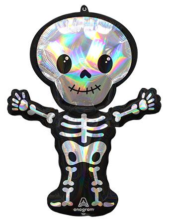 Iridescent Skeleton Holographic 34 Inch Foil Mylar Balloon [43154]