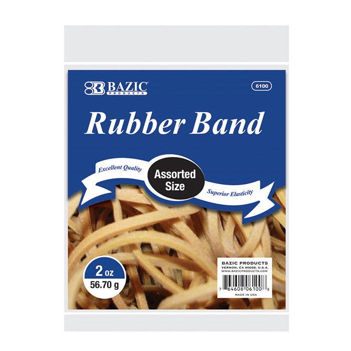 BAZIC 2 Oz./ 56.70 g Assorted Sizes Rubber Bands [6100]