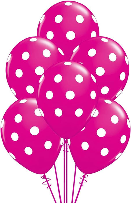 Qualatex Wild Berry with White Polka Dots 11 Inch Latex Balloons 12 Pack [37225-12]