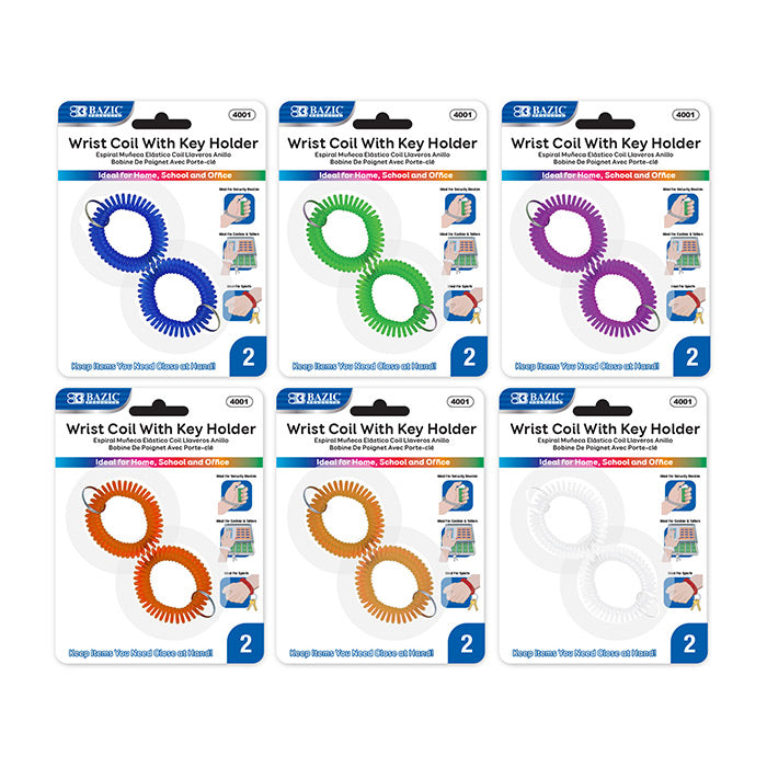 BAZIC Wrist Coil w/ Key Holder (2/Pack) [4001]