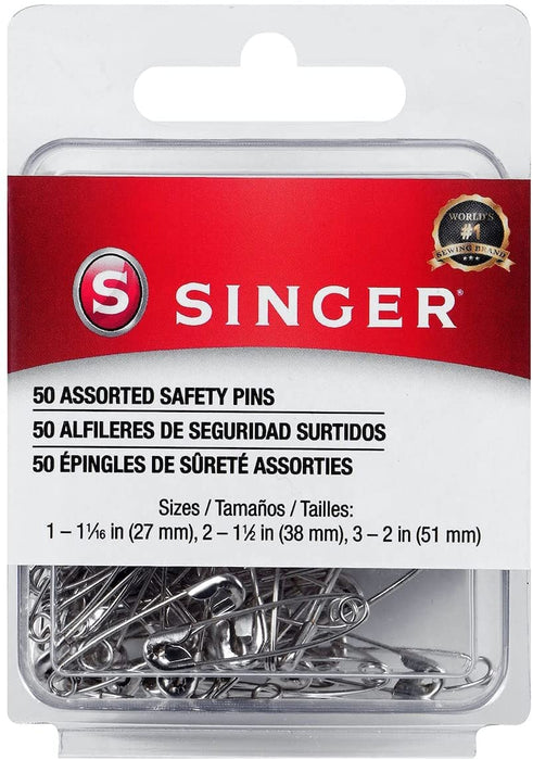 SINGER 00226 Assorted Safety Pins, Multisize, Nickel Plated, 50-Count [226]