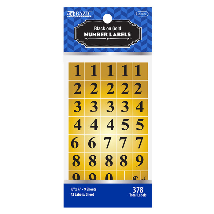 BAZIC Gold Foil Number Label (378/Pack) [3809]